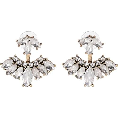 New Black and Blue Crystal Stud Earrings for Women Amazing Ear Jacket Earrings