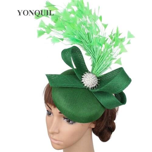 New Green Fasciantor Wedding Hats Elegant Ladies Headwear Bride Fashion Fancy Hair Accessories Female Ladies Church Fedora Cap