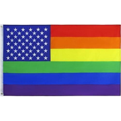 Wholesale 10pcs 90x150cm American Gay Flag colors rainbow Flags Polyester with Brass Grommets 3X5Ft Vivid Color UV Fade Resistan