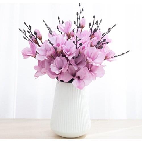 Autumn Simulation Bouquet Artificial Silk Flowers Magnolia Home Decoration Orchid Flower Photography Props Fake Flowers Wedding