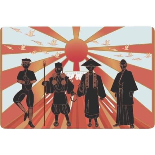 Japan Anti-slip Door Mat Home Decor, Japanese Ninja Monk Priest Samurai Indoor Outdoor Entrance Doormat Rubber Backing