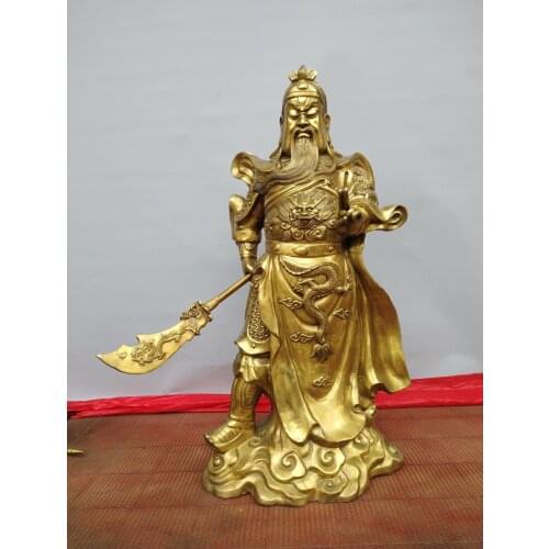100CM Recommended Decorations For Halls Offices,General Guan Gong, a huge Xiangyun Hengdao sword Bronze Statue
