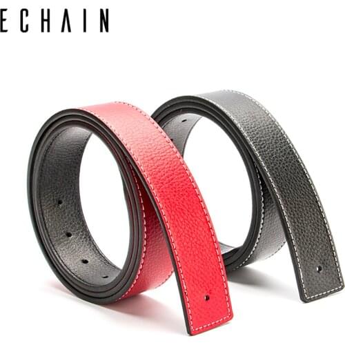 ECHAIN Vintage Luxury Designer Belts Men High Quality Male Women H Belt Genuine Real Leather without Buckle Strap for Jeans