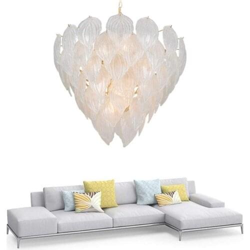 Postmodern Luxury LED Chandelier Lights Glass Leaves Chandelier E14 for Dining Room Living Room Lamp Clothing Store