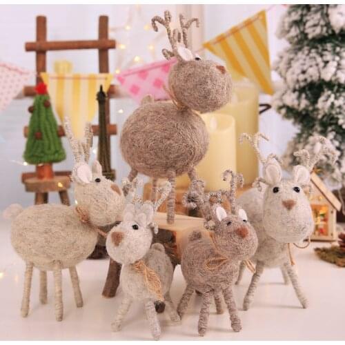 Christmas Decoration Creative Wool Felt Handmade Dark Gray And Gray Deer Doll Christmas Gift Decoration abc205