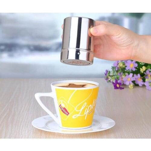 2 pcs Stainless Steel Chocolate Powder Shaker Duster Cocoa Cappuccnio Coffee Decorating Late BaristaTool Coffee Filter Basket