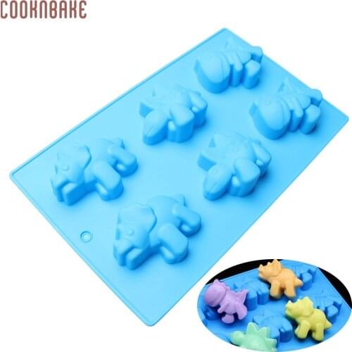 COOKNBAKE Silicone Chocolate Candy Mold 6 Hole Dinosaur Jelly Pudding Mold Handmade Soap resin tool DIY cake decoration