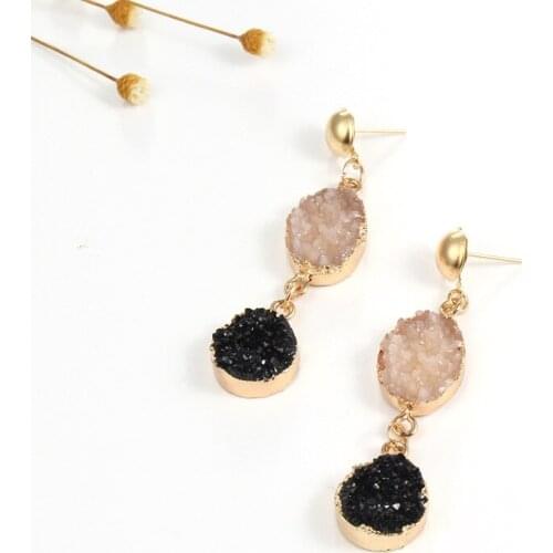 Bijoux Korean Vintage Druzy Resin Earring Long Drop Earrings For Women Jewelry Statement Pendientes Mujer Moda 2019 Ohrringe