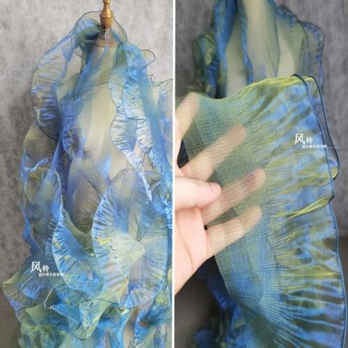 Lace Trim Lace Ribbon Blue Wave Organza Embroidered DIY Crafting Sewing Blouse Collar Trousers Dress Designer Accessories