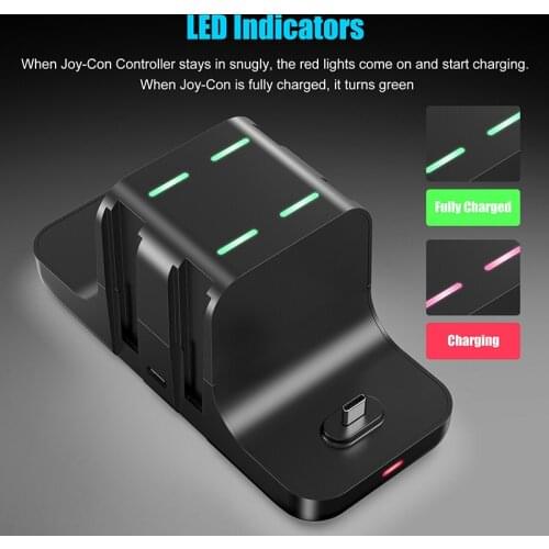 High Quality Game Controller Fast Charging Dock Station Portable Games Console Handle 6-in-1 Charger For Nintend Switch