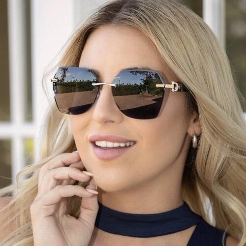 BLUEMOKY Rimless Butterfly Polarized Sunglasses Luxury Brand Designer Oversize Gradient Sun Glasses Female UV400 Shade Eyewear