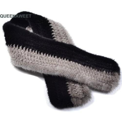 014 2019women real mink fur knit scarf 100% genuine real mink fur muffler good quality wholesale and retail