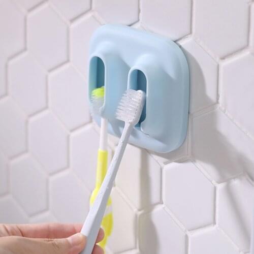 1Pc Toothbrush Storage Rack Tooth Brush Holder Household Wall-Mounted Toothbrush Hanger Multifunctional Punch-Free Self-Adhesive