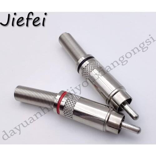 10-200Pcs RCA Connector RCA Male Plug with Spring Nickel Plated RCA Wire Connector Speaker Plug Jack welding Red+Black
