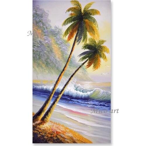 100% Hand-painted Modern Home Wall Decor Beach Seaside Scenery Oil Painting Art Unframed Canvas Wall Art Picture Artwork Pieces