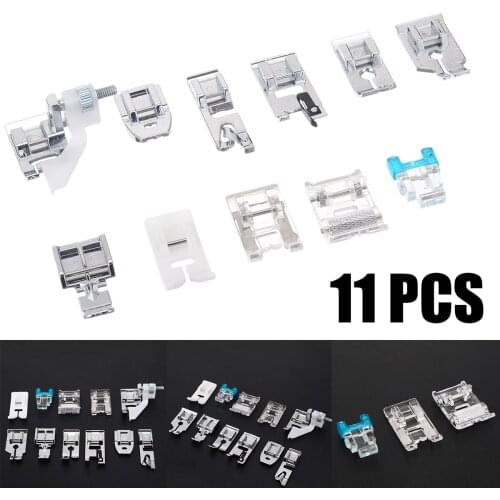 11pcs Rolled Hem Feet Curling Foot Presser Set Domestic Sewing Machine Accessories Kits