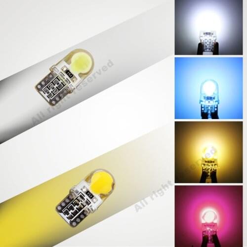 2pcs Car Led Bulbs T10 194 168 W5W COB 8 SMD LED Silica Bright White License Light Bulb White/Amber/Red/Ice blue 12V
