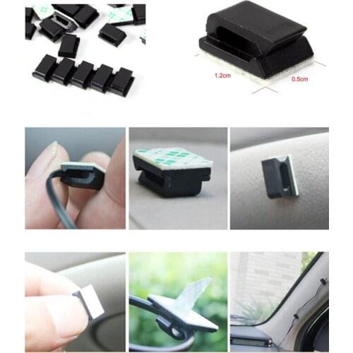 20pcs/set Car Tie Clips Organizer Drop Adhesive Clamp Wire Cord Clip Cable Holder Black