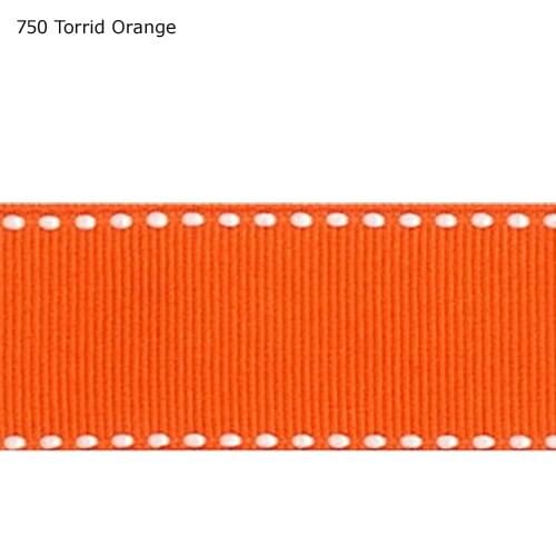 5/8" inch 16mm white saddle Torrid Orange stitch ribbons