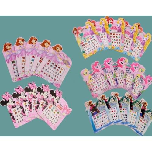 5 pcs Disney Frozen 2 Elsa Anna Mickey Minnie Makeup Toys Nail Stickers Toy Sofia Snow White Girl Sticker For Kids Brithday Gift