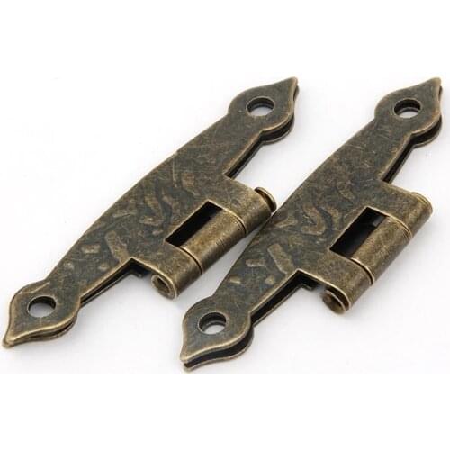 8PCS Iron Decorative Antique Bronze Hinges Jewelry Chest Wooden Box Wine Case Hinge with screws Furniture Connectors Hardware