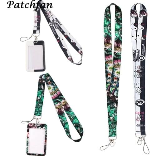 AD545 Patchfan Anime Lanyard Keychain key Badge Mobile Phone Rope Lanyard With Kawaii Card Holder Cover