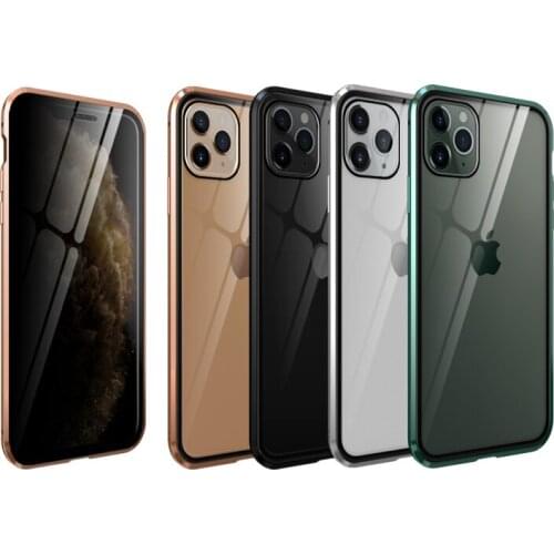 Anti-Peeping Privacy Magnetic Case for iPhone 11 Series Clear Double Sided Tempered Glass Magnet Absorption 360 Phone Cover