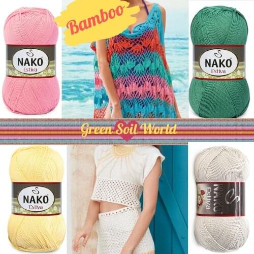 Bamboo Knitted Yarn - 18 Color Options - 375 Meters(100gr) - Knitting Yarn Ball - Nako Estiva - Cotton - Cardigans - Sweaters - Shawls - Blouses - Home Textiles - Spring - Summer - Accessories - DIY