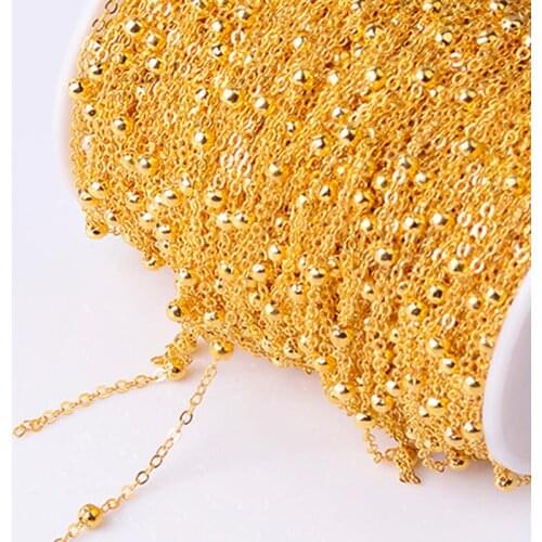 5Meters 10Meters Gold Necklace Beaded Ball Chain Roll Iron Necklace Link Chain for Jewelry Making Components Handmade DIY