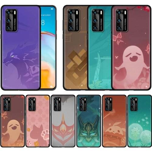 Genshin Impact Icon Case For Huawei P30 Pro P40 Lite E P Smart Z P20 Y6 Y7 2019 Honor 9X 8X Black Soft Luxury Phone Shell Cover