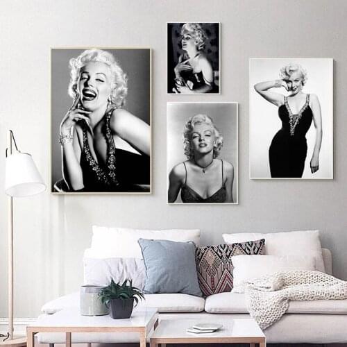Black and White Movie Poster Marilyn Monroe Wall Picture Living Room and Printmaking Wall Art Canvas Painting Home Decor