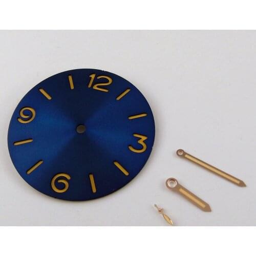 38.5mm Watch Dial Spare Parts Fit For ETA 6497 6498 ST 3600 3620 Hand Winding Movement Metal Material Blue