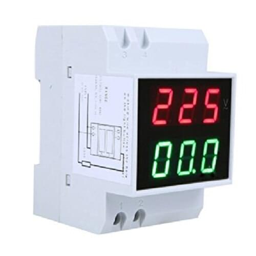 Digital Din-Rail LED Voltage Ammeter Current Meter Voltmeter AC80-300V 0.2-99.9A Dual Display