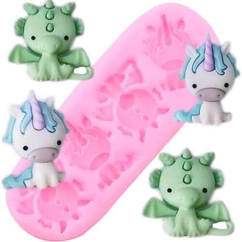 DIY Unicorn And Dragon Silicone Mold Baby Birthday Cake Decorating Tools Kitchen Baking Fondant Chocolate Candy Mould