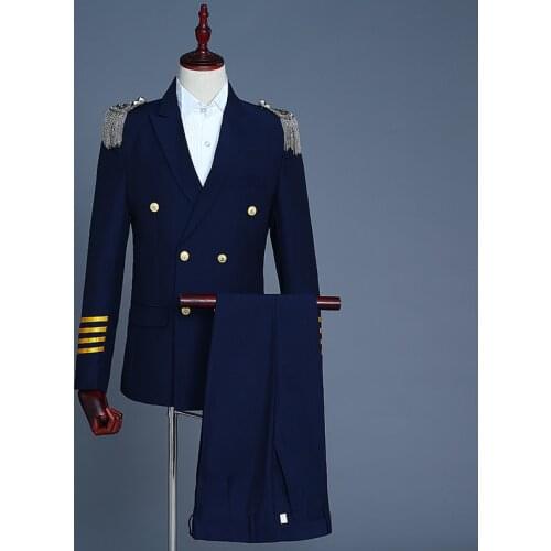 Mens captain suits party tassels epaulettes military uniforms costumes studio