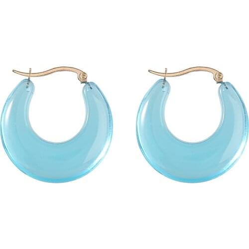 Ins Acrylic Geometry Round Dangle Earrings for Women 2021 Simple Fashion Resin Gap Girls Like Blue Hoop Earring Earrings Gift