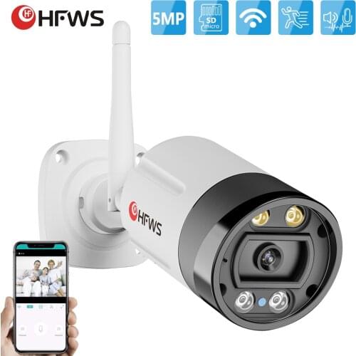 HFWVS IP camera 5MP Wifi HD Night Vision Security Outdoor Two Way Audio Wireless Video Surveillance Cctv Camera