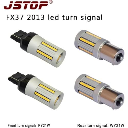 JSTOP 4pcs/set FX37 led Front Rear Turn Signal PY21W WY21W 7440 lamp 12-24Vcanbus yellow led Turn Signal No Hyper Flash No error