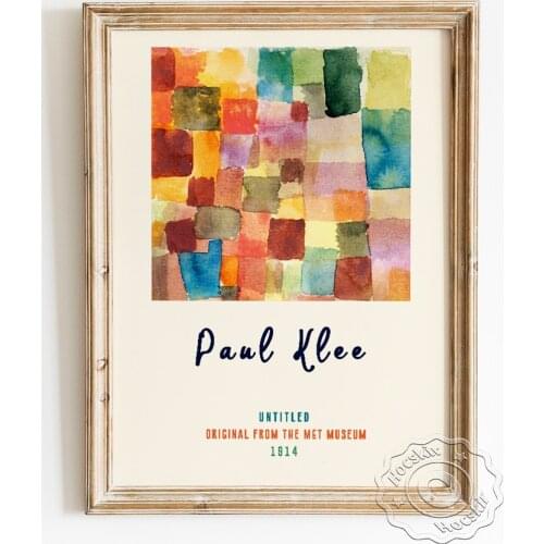 Paul Klee Exhibition Museum Poster, Untitled Abstract Canvas Painting, Colours Mosaic Color Blocks Art Prints, Modern Home Decor