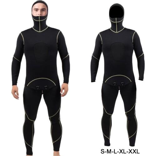 Neoprene 2mm Winter Wetsuit Two Piece Hooded Spearfishing Scuba Diving Suit