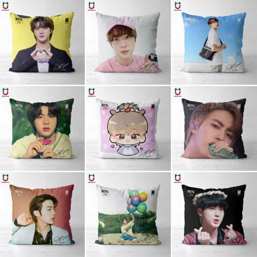 Kpop Cushion Jin Pillowcase Kpop Pillowcase JK SUGA JINMIN JIN V Cushion Cover Square One Side Poszewki Na Poduszki