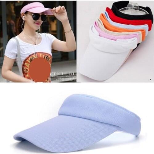 Summer 1pc Women Men Outdoor Wide Brim Sun Visor Golf Tennis Hat Adjustable Sports Headband Beach sun Cap