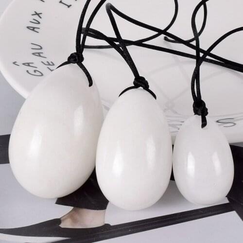 Massage Yoni Egg Natural White Jade Stone Mineral Quartz Egg Healing Ball Kegel Exercise Pelvic Floor Muscle For Women