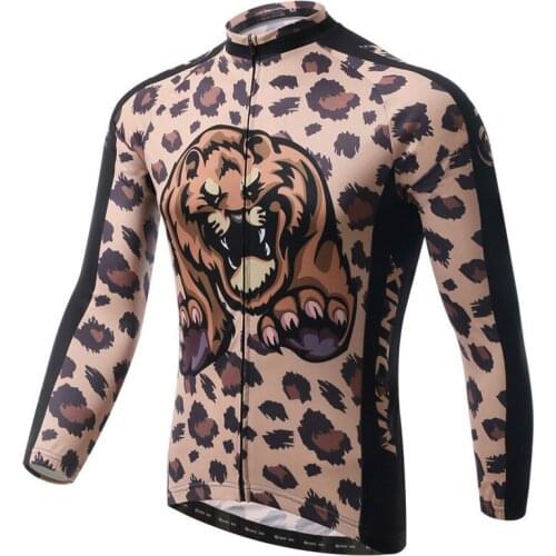 Bear Men Long Sleeve Cycling Jersey Autumn Cycling Clothing Sport Mountain Bike Jersey Bicycle Sportswear ropa maillot ciclismo