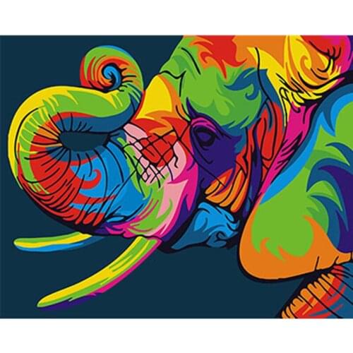 Colorful Elephant Framed Pictures DIY Painting By Numbers DIY Oil Painting On Canvas Home Decoration Wall Art GX26196 40X50CM