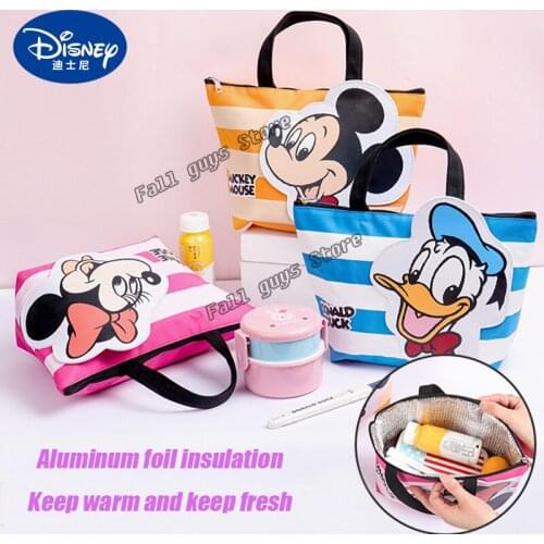 New Disney Genuine Lunch Bag Mickey Mouse Oxford Cloth Aluminum Foil Insulation Keep Warm Fresh Lunchbox Bags for Men Women Kids
