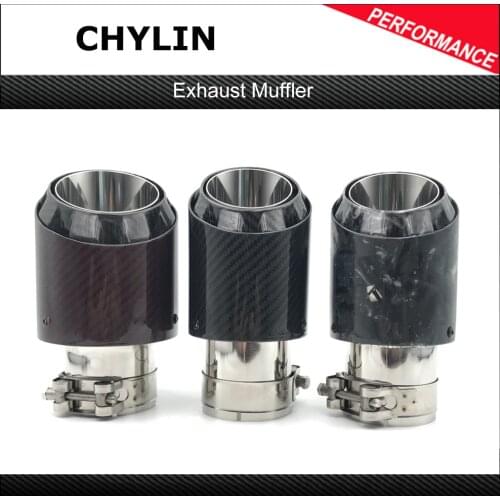 New 3 Models Real Carbon Fiber With Glossy Black Stainless Steel Exhaust End Pipe For Three Layers Single Car Back Exhaust 1 PCS
