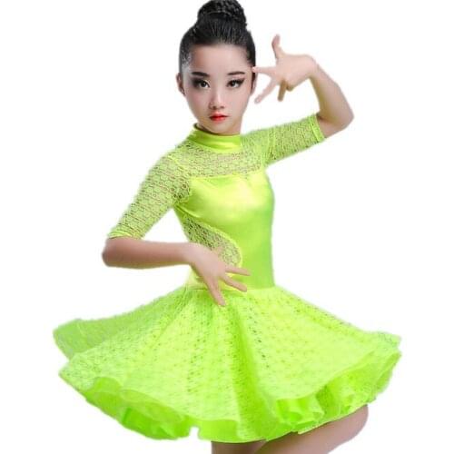 2018 girls latin dresses for dancing ballroom dance dress rumba samba spandex children samba cha cha tango skirt standard salsa