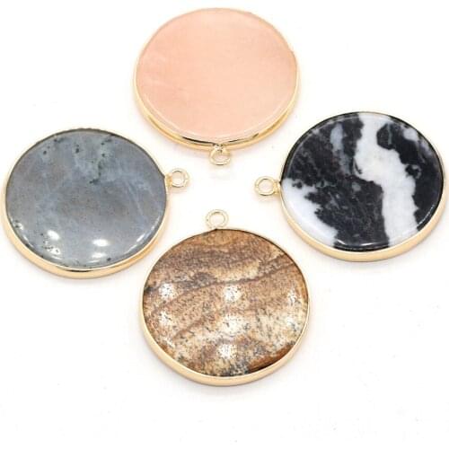 Natural Stone Labradorite Pendant Round shape Exquisite charms for Jewelry Making DIY Necklace Bracelet Accessories 30x35mm