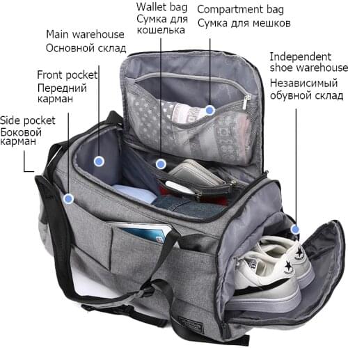 Large Capacity Travel Duffles Luggage Backpack for Sports Fitness Laptop Storage With Shoes Pocket Weekend Hand Bag